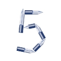 letter number 5 silver shiny pencil ultra realistic PNG transparent
