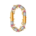 letter number 0 leader pencil ultra realistic PNG transparent